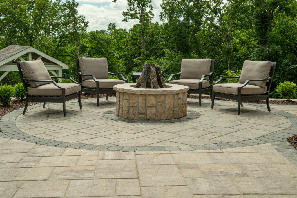 budget paver patio with firepit