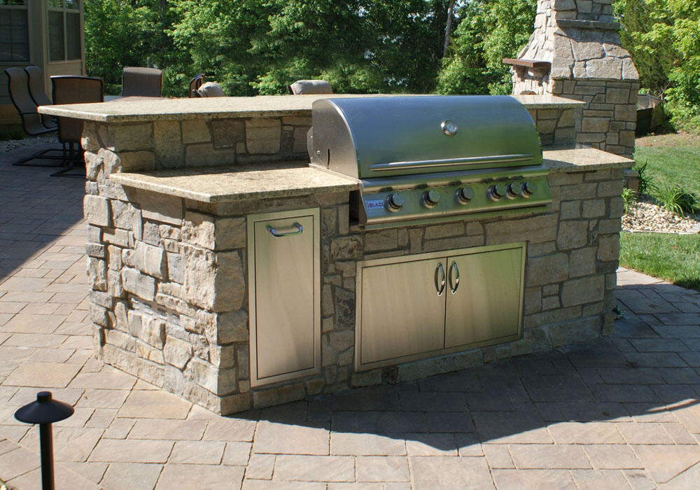 natural stone outdoor kitchen island